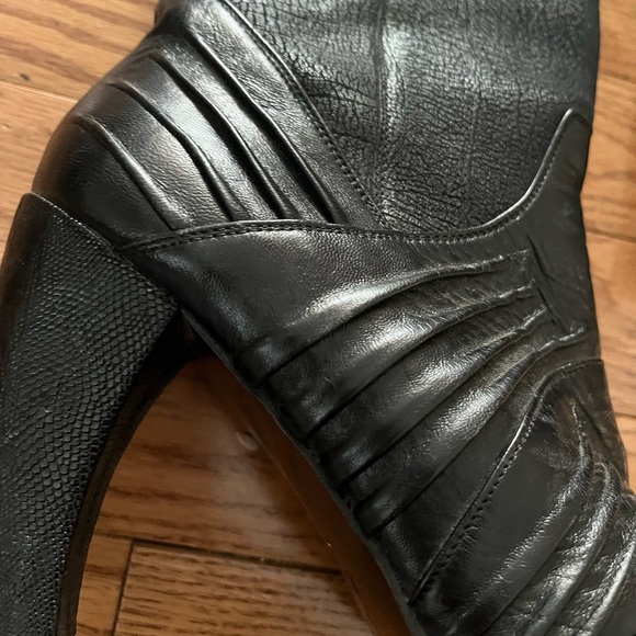 [MX23.5/US 6.5]Franco Cuadro Mixed Leather Heeled Mid Calf Boots Retro Boho - Picture 2 of 10